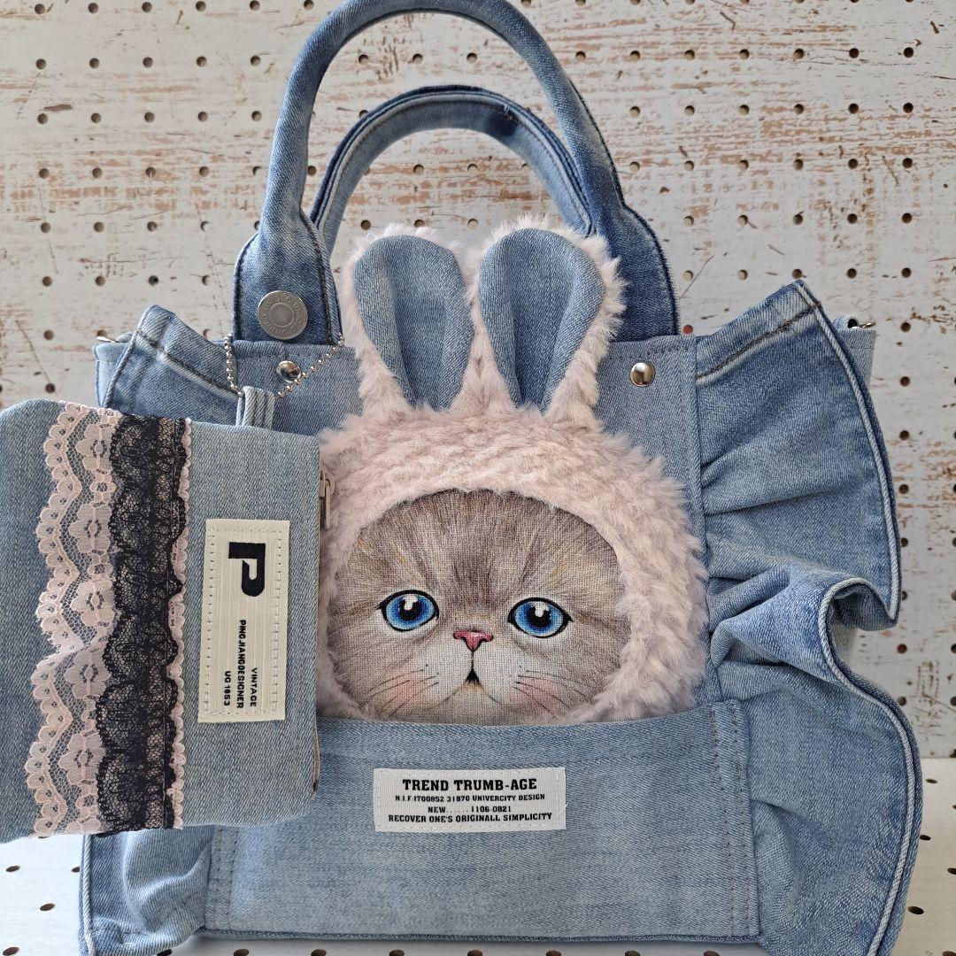 れ*ゃ様 コヤンイサムチョン　ルミ　デニムリメイクトートバッグ&ポーチ