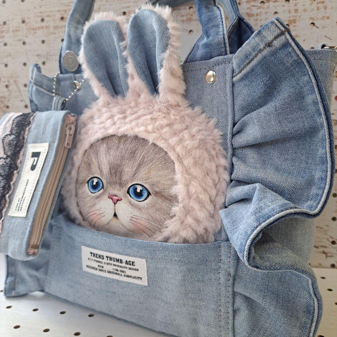 れ*ゃ様 コヤンイサムチョン　ルミ　デニムリメイクトートバッグ&ポーチ