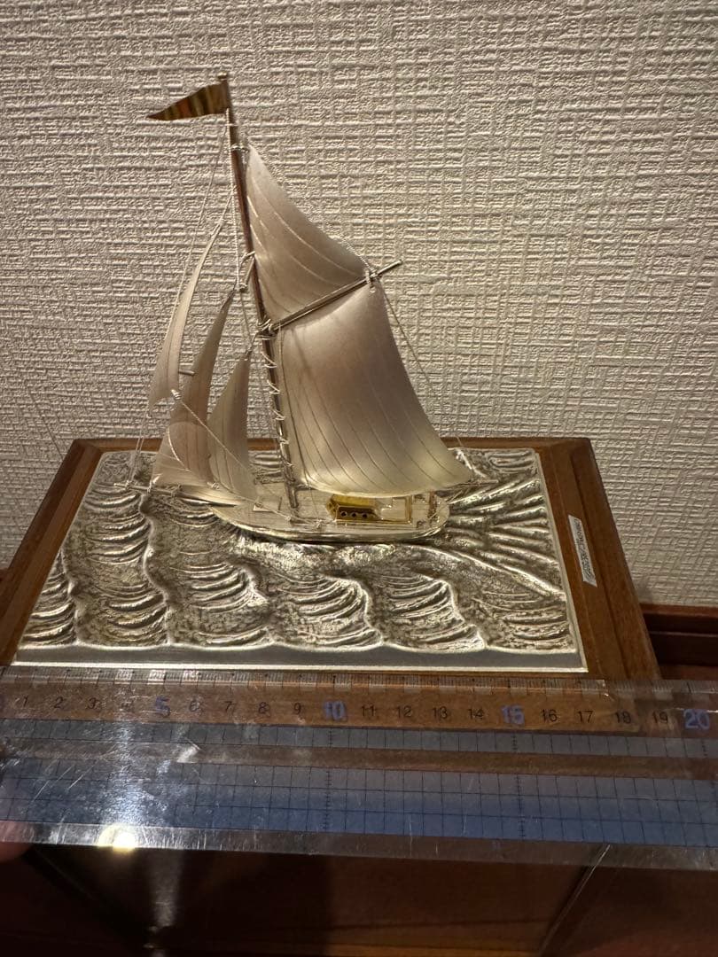 送料無料　関武比古　シルバー985刻印　帆船　置物　silver985