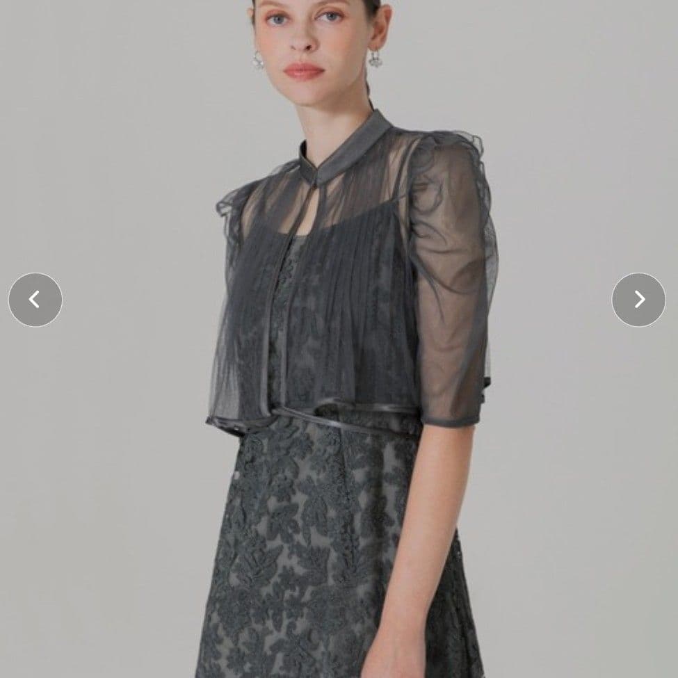 Leja シャーリング ボレロ レース ワンピース ドレス 結婚式 お呼ばれ