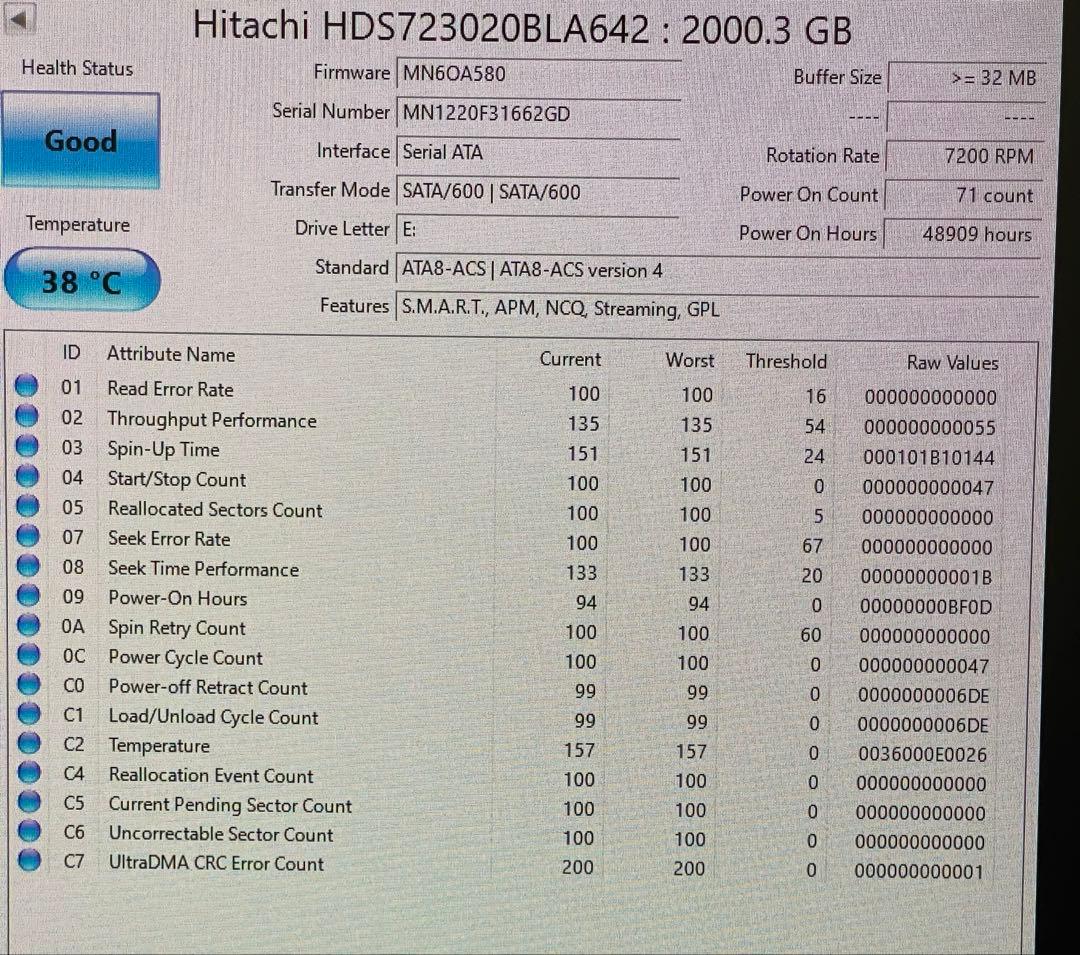 HGST 2011 年製 2TB HDD 3.5 インチ 2個セット