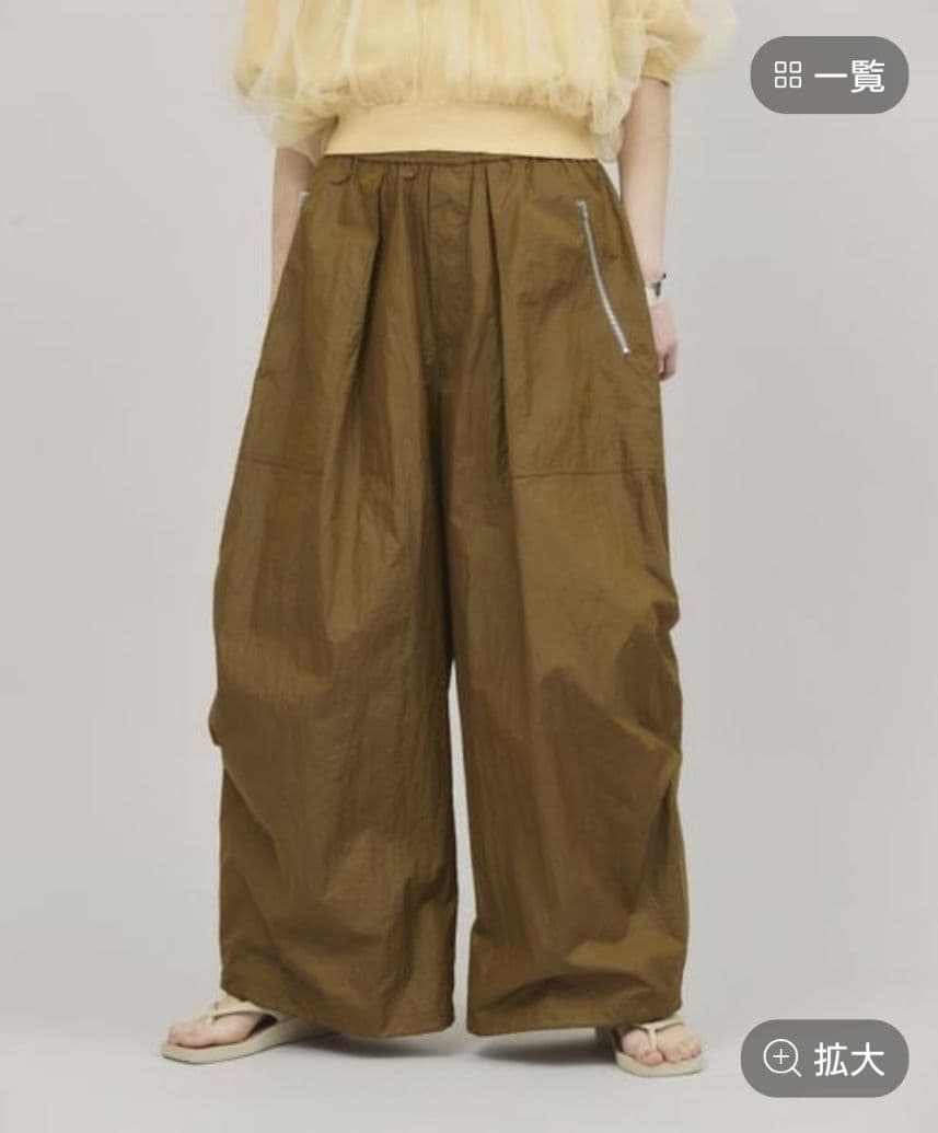 Curensology　ナイロンジップカーゴパンツ　カーキ78