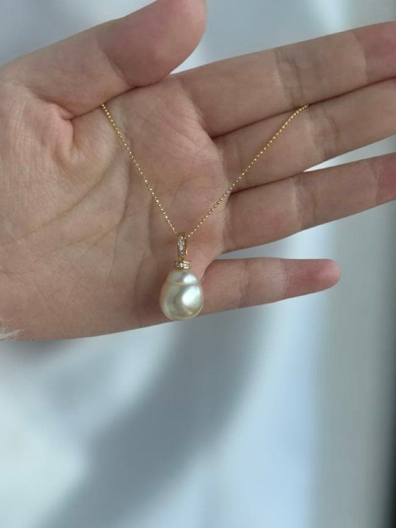 【極美品】南洋真珠 ゴールドパール ひょうたんペンダント 15x16mm希少大珠