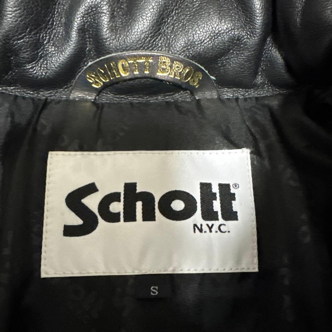 【着用少】BEAUTY&YOUTH別注 Schott レザー ダウンジャケット