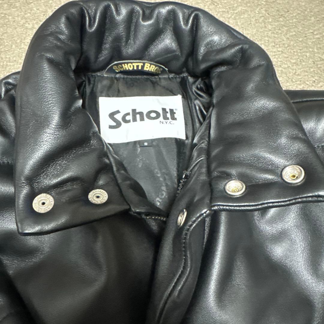 【着用少】BEAUTY&YOUTH別注 Schott レザー ダウンジャケット