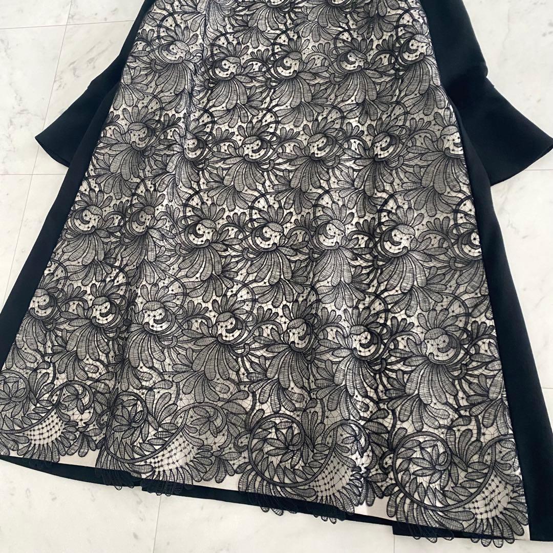 美品 アドーア ADORE ファインコードレース切り替えワンピース 38