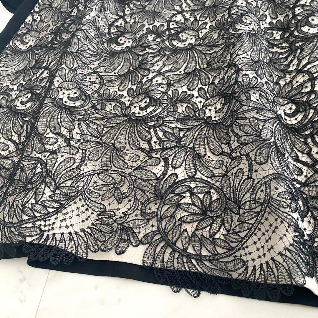 美品 アドーア ADORE ファインコードレース切り替えワンピース 38