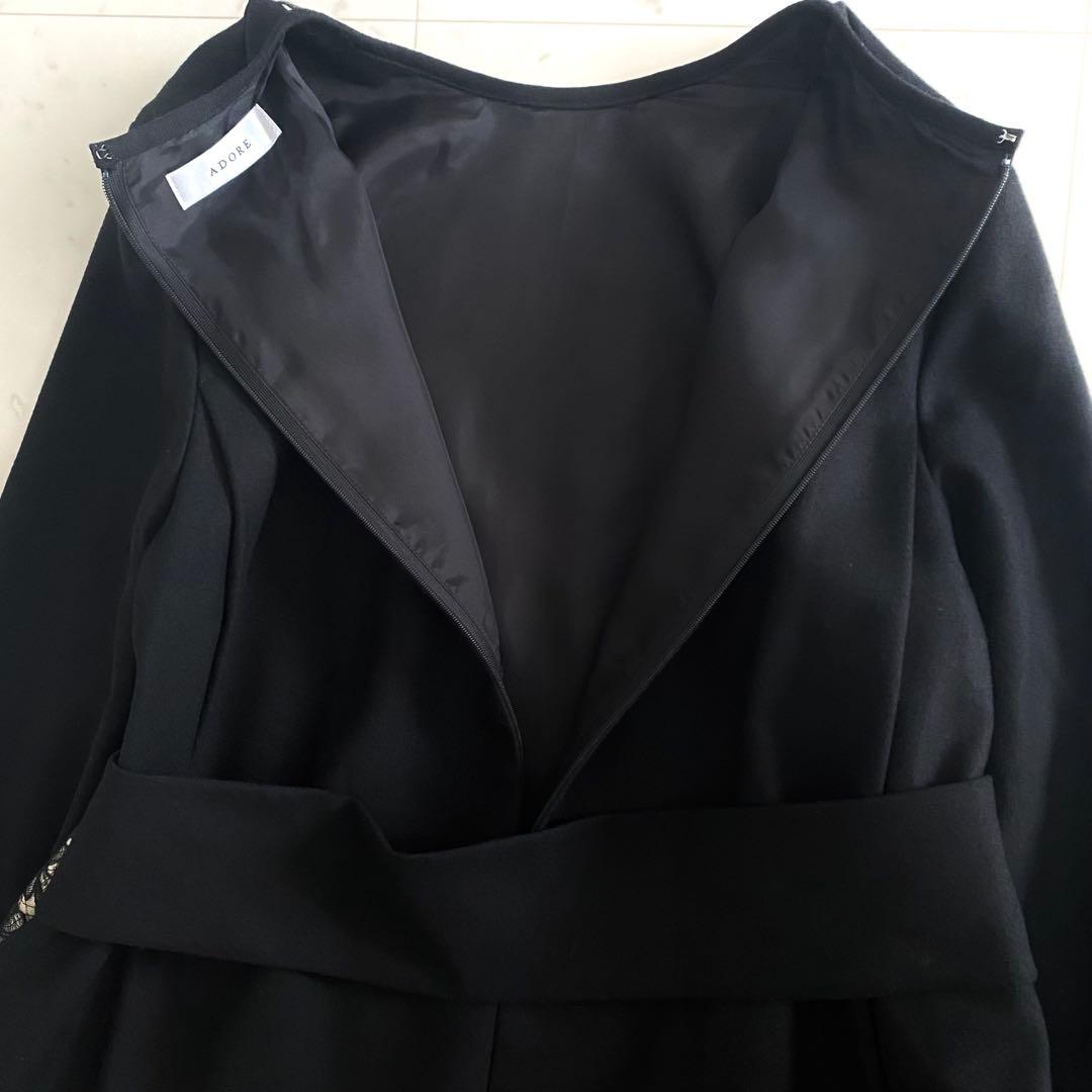 美品 アドーア ADORE ファインコードレース切り替えワンピース 38