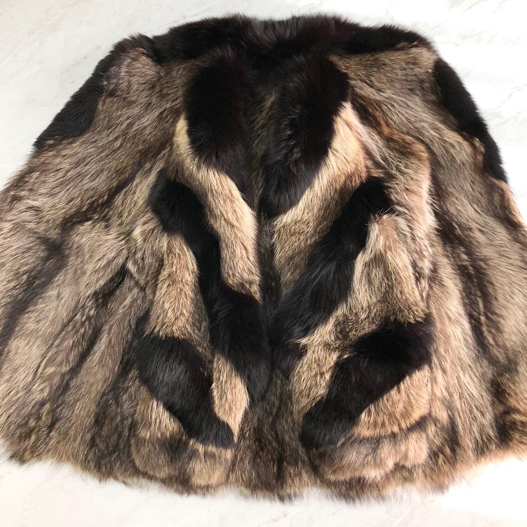 希少✨シルバーフォックス 本毛皮 リアルファーコート デザイン ボリューム◎