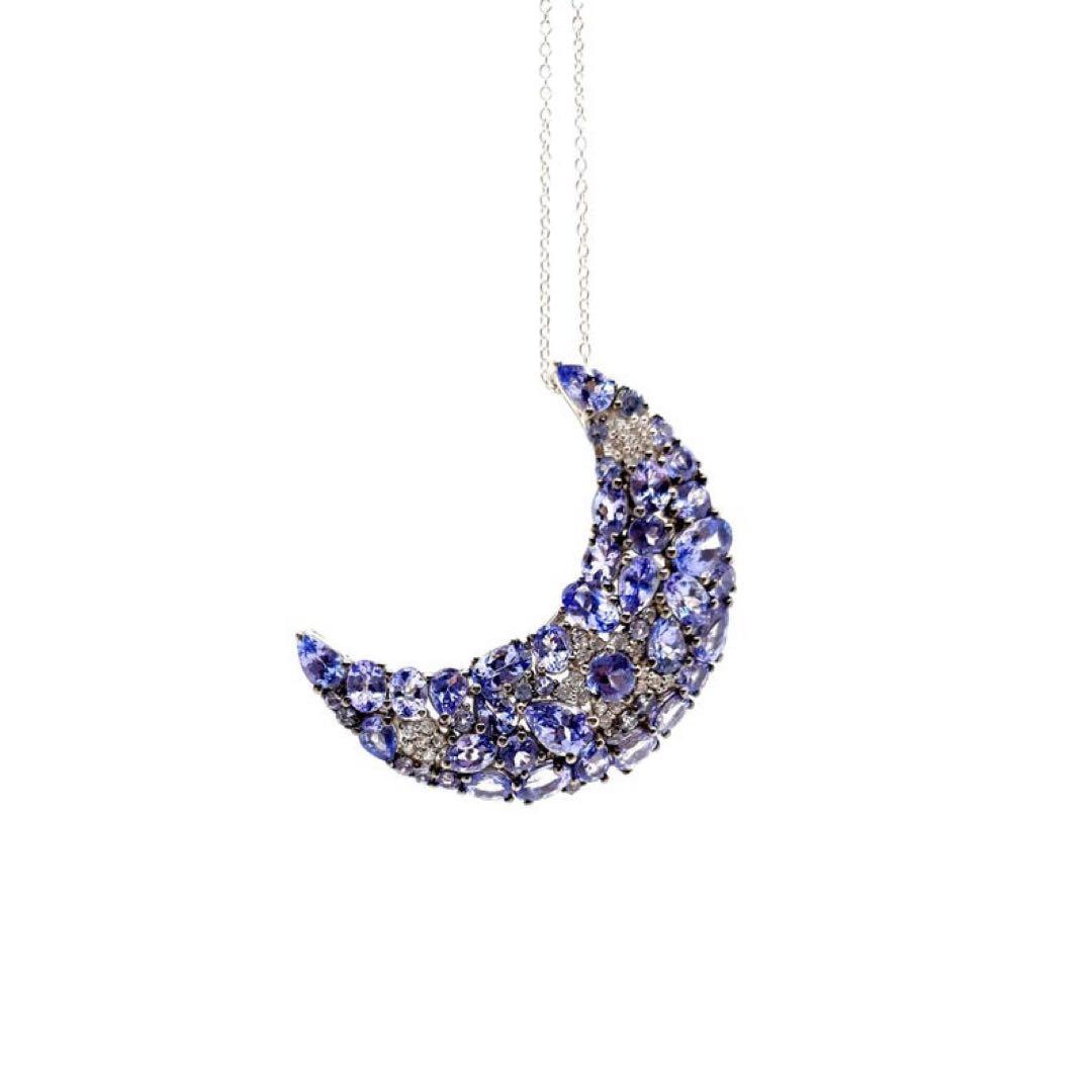 GSTV 天然アルーシャタンザナイトハーフムーンペンダント（シルバー)