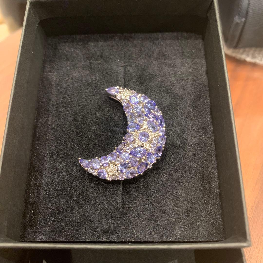 GSTV 天然アルーシャタンザナイトハーフムーンペンダント（シルバー)