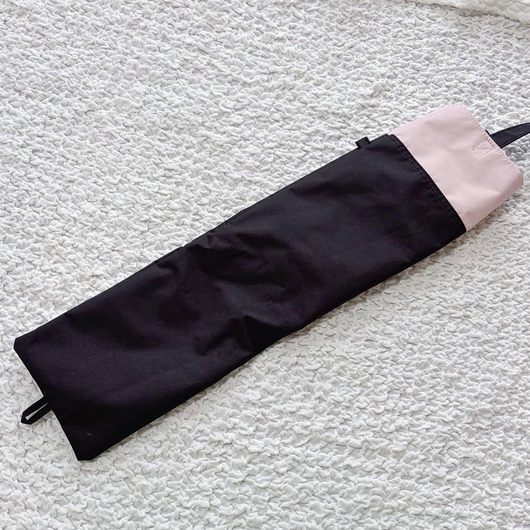 ロサブラン 日傘 3段折 黒 ピンク 完全遮光 折りたたみ 傘袋付き 晴雨兼用