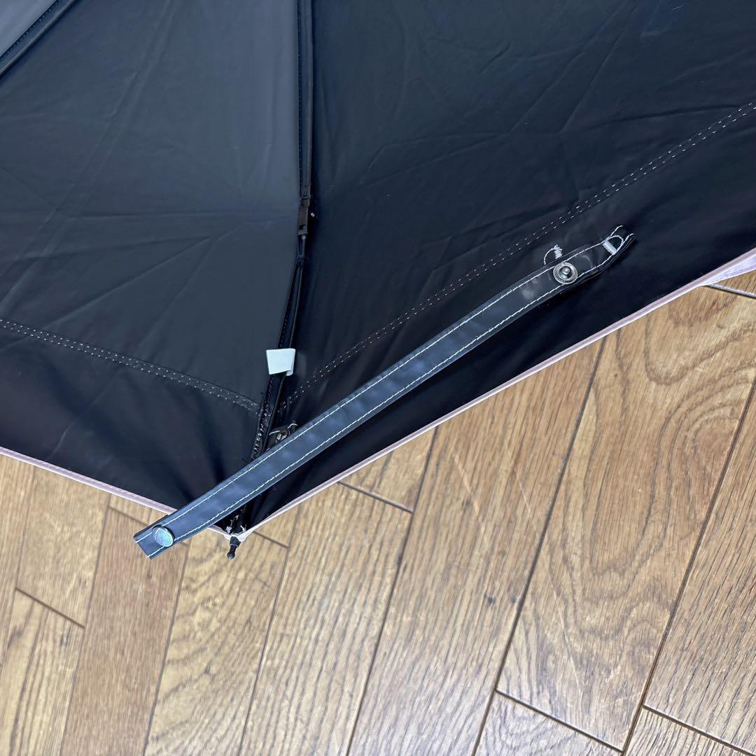 ロサブラン 日傘 3段折 黒 ピンク 完全遮光 折りたたみ 傘袋付き 晴雨兼用