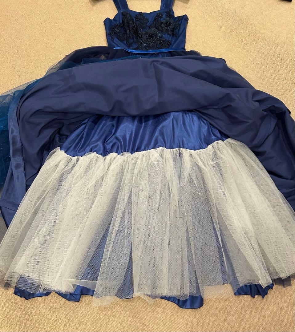 Annabelleジュニアドレス　ブルー花柄刺繍　発表会コンクール150-160