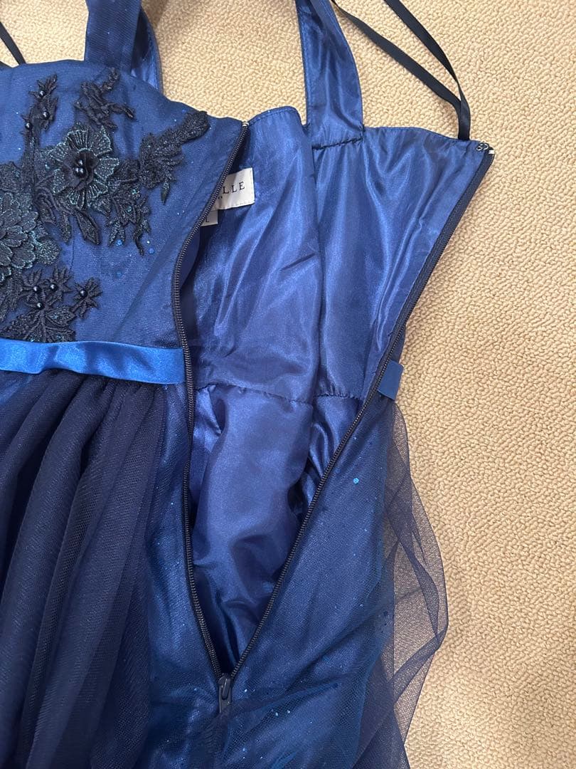 Annabelleジュニアドレス　ブルー花柄刺繍　発表会コンクール150-160