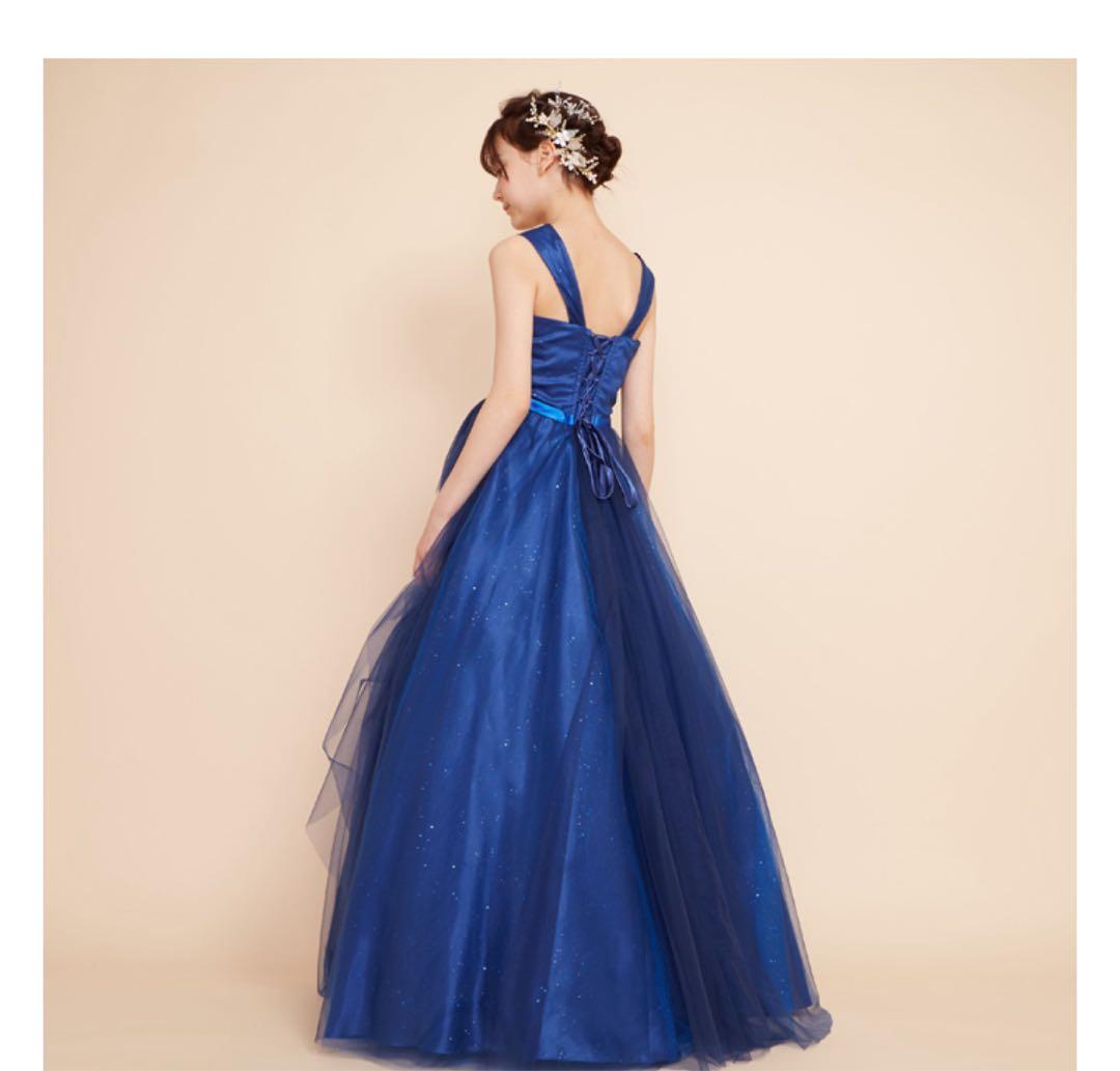 Annabelleジュニアドレス　ブルー花柄刺繍　発表会コンクール150-160