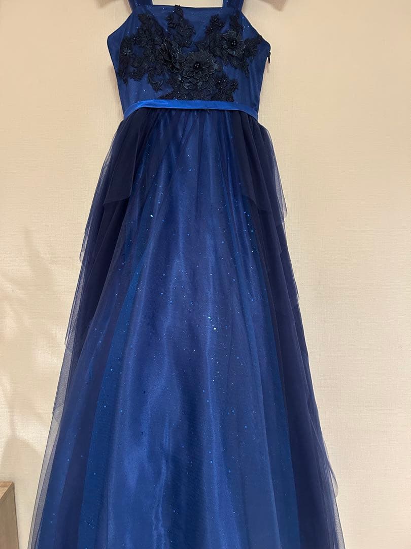 Annabelleジュニアドレス　ブルー花柄刺繍　発表会コンクール150-160