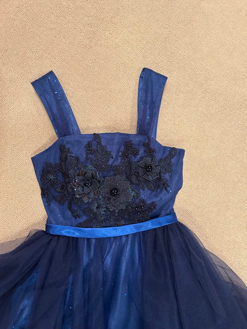 Annabelleジュニアドレス　ブルー花柄刺繍　発表会コンクール150-160