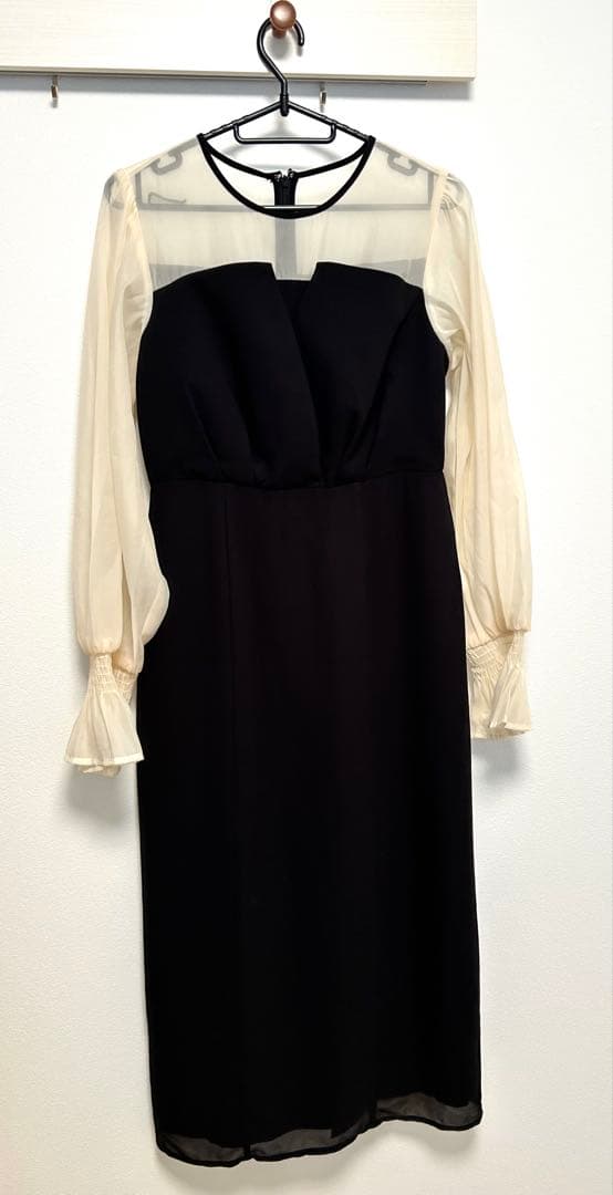 ボリュームスリーブシフォンロングワンピース 結婚式 お呼ばれ 同窓会