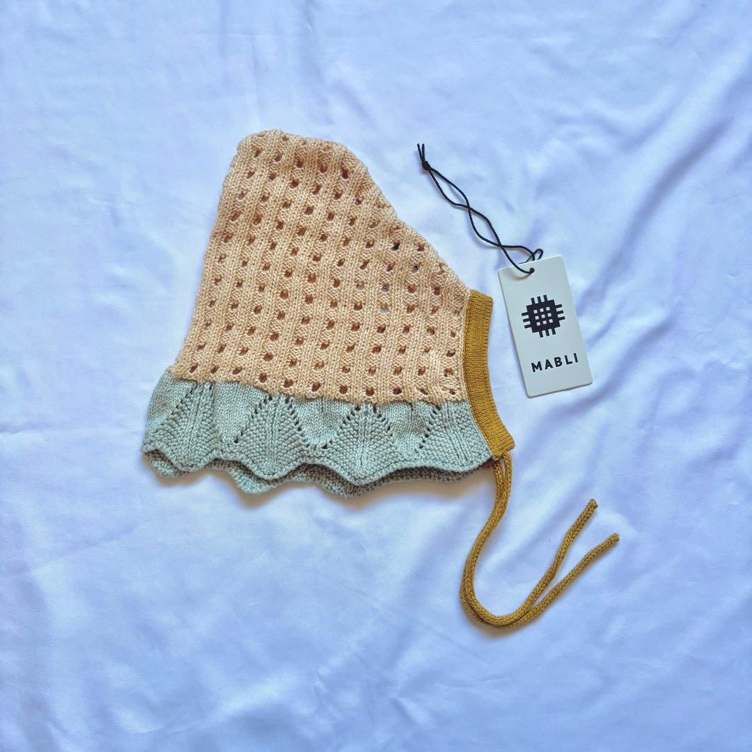 MABLI ニットロンパース 12m ボンネットM セット