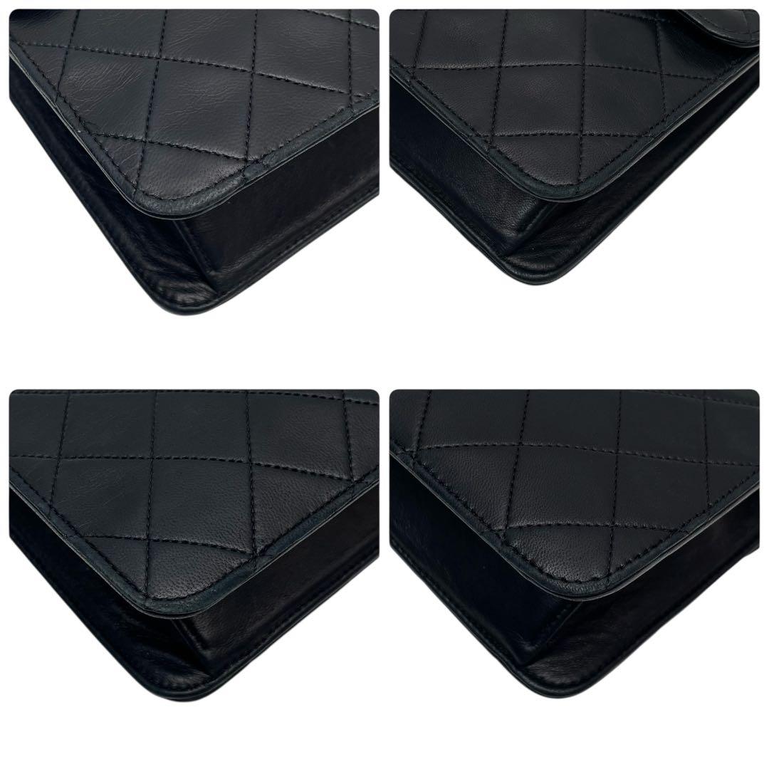 シャネル マトラッセ ラムスキン ココマーク チェーン ショルダー バッグ 黒