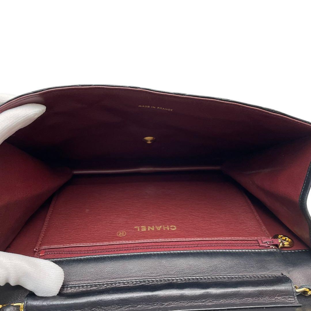 シャネル マトラッセ ラムスキン ココマーク チェーン ショルダー バッグ 黒