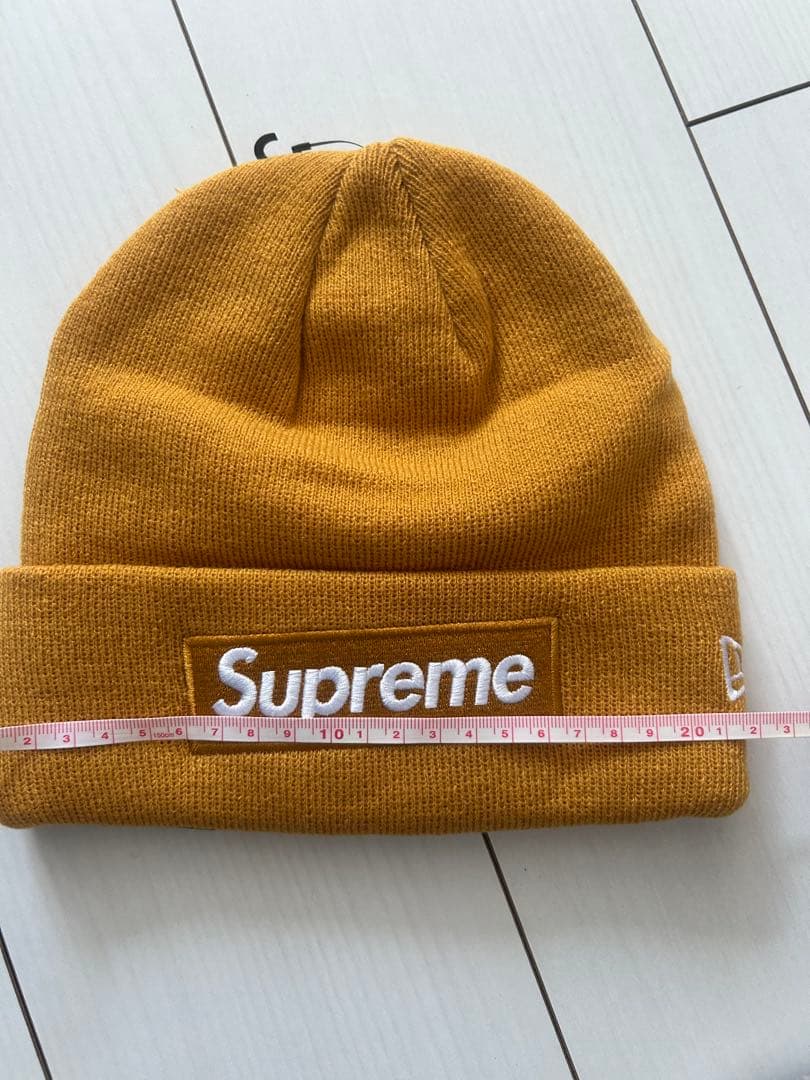 Supremeビーニー　ボックスロゴニット帽　袋付き 新品正規品　キャメル系色