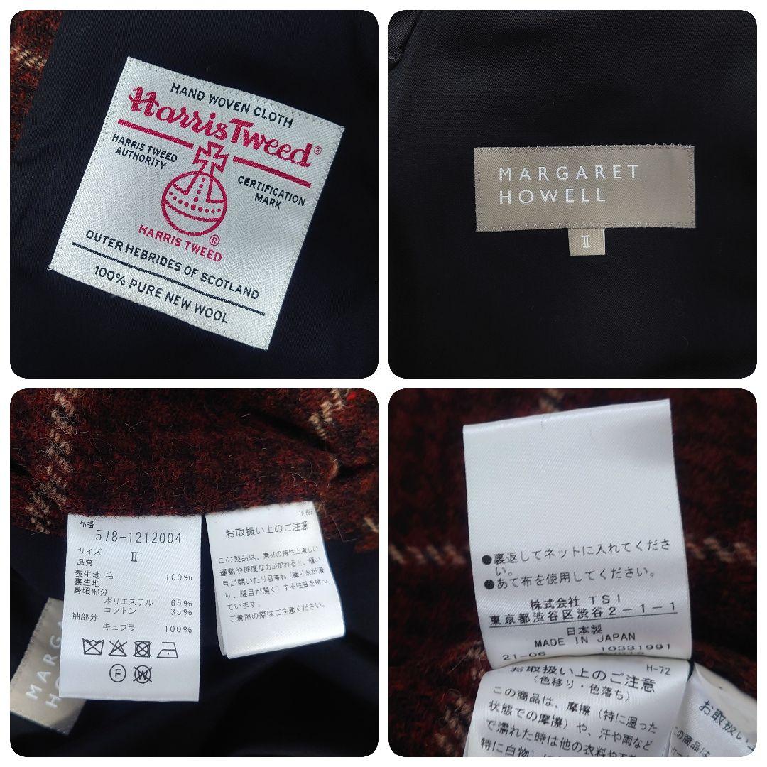 マーガレットハウエル ハリスツイード チェック ウールコート サイズ2