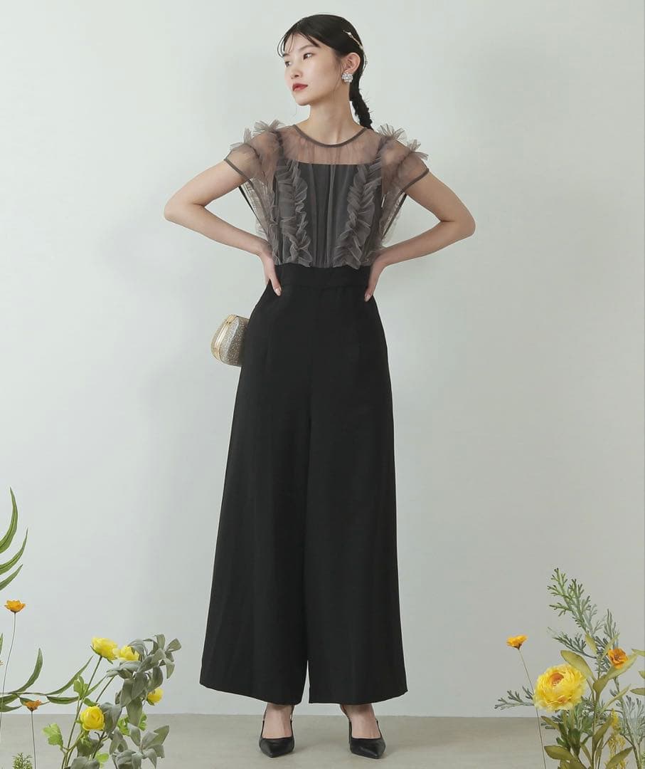 本日限定価格★kana ボリューム チュール ギャザーハイウエスト パンツドレス