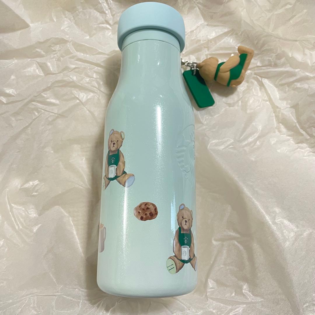 スタバ ジェラピケ リッドカバーベアチャーム付きステンレスボトル ミントグリーン
