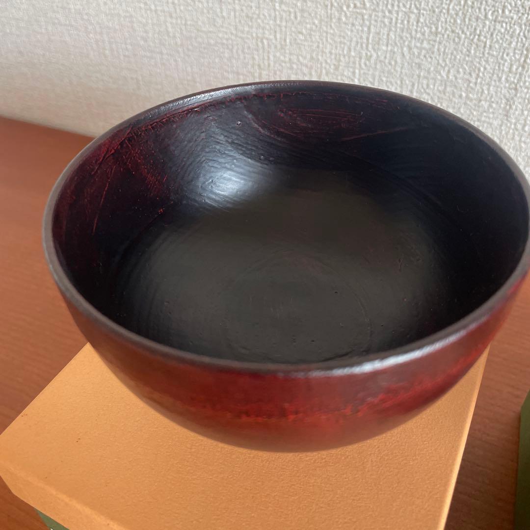漆塗り汁椀　2個セット　渕布刷毛　曙　根来　山岸厚夫
