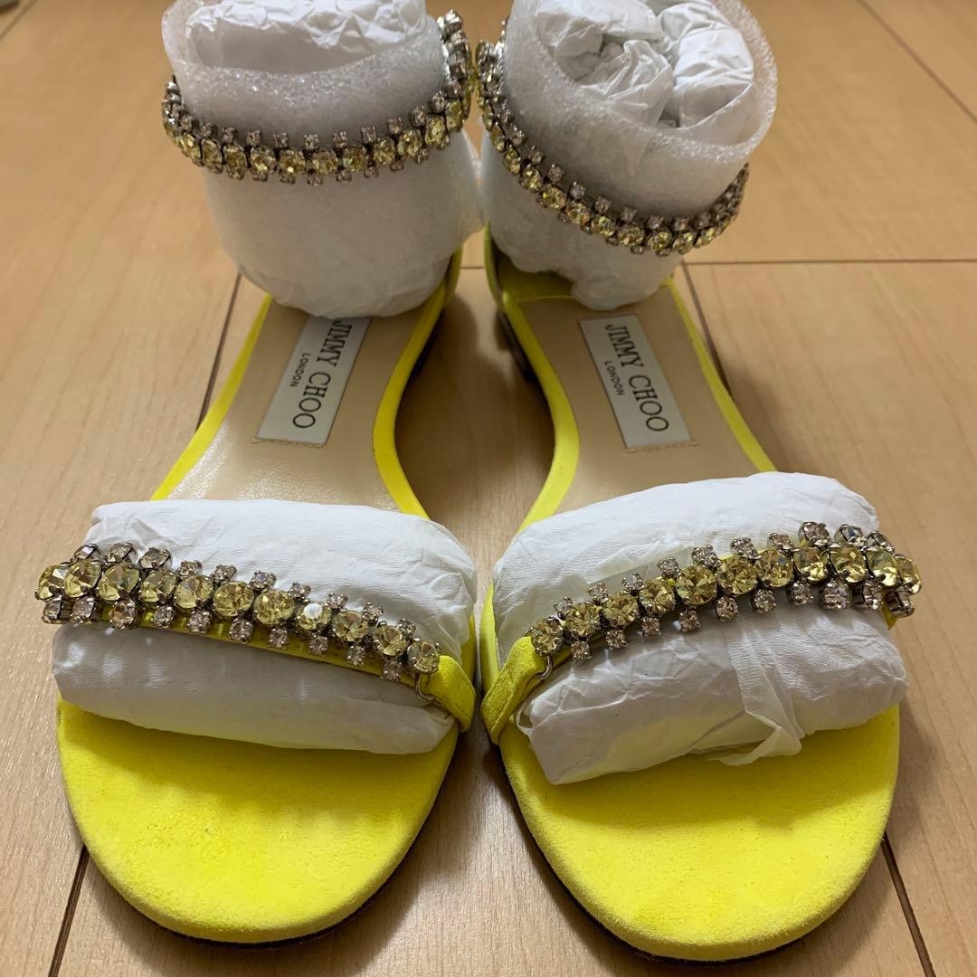 ジミーチュウ サンダル 靴 シューズ スエード イエロー ビジュー