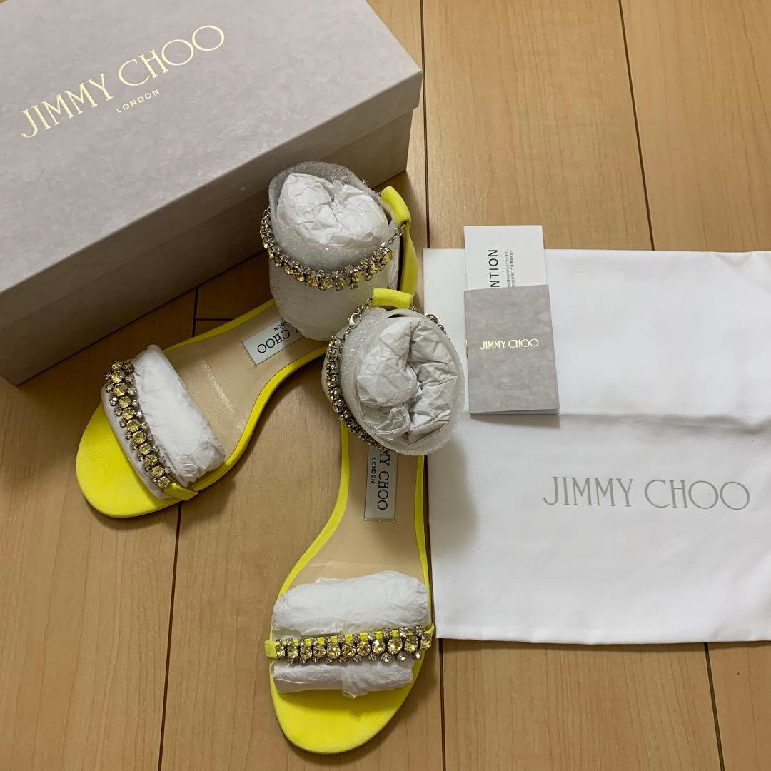 ジミーチュウ サンダル 靴 シューズ スエード イエロー ビジュー