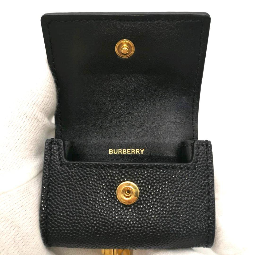 美品箱付 バーバリー TBロゴ レザー キーホルダー 黒 ゴールド金具 チャーム