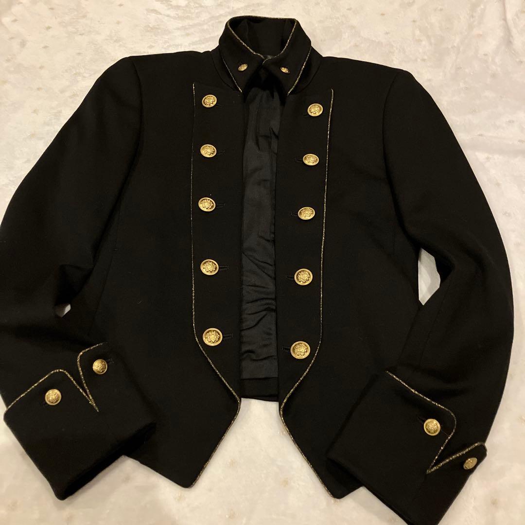 極美品　ナポレオンジャケット　金ボタン　ショート丈 ブラック モード系 軍服風