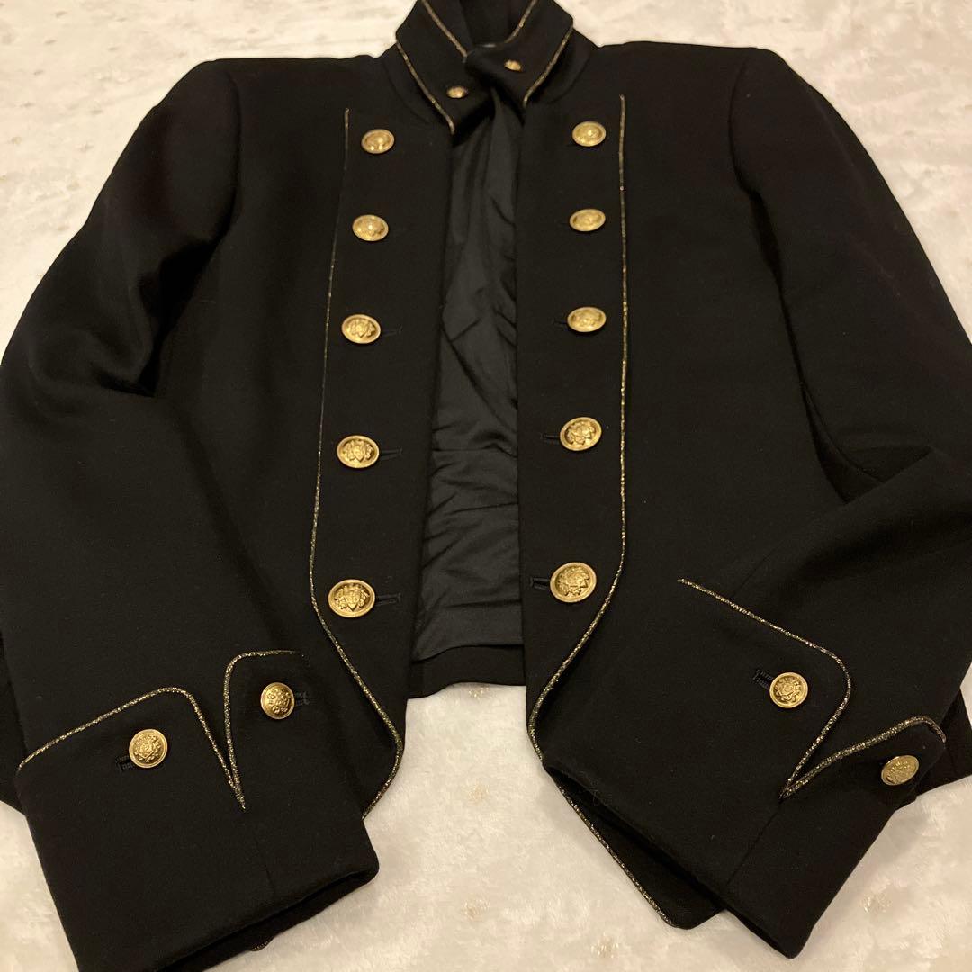 極美品　ナポレオンジャケット　金ボタン　ショート丈 ブラック モード系 軍服風