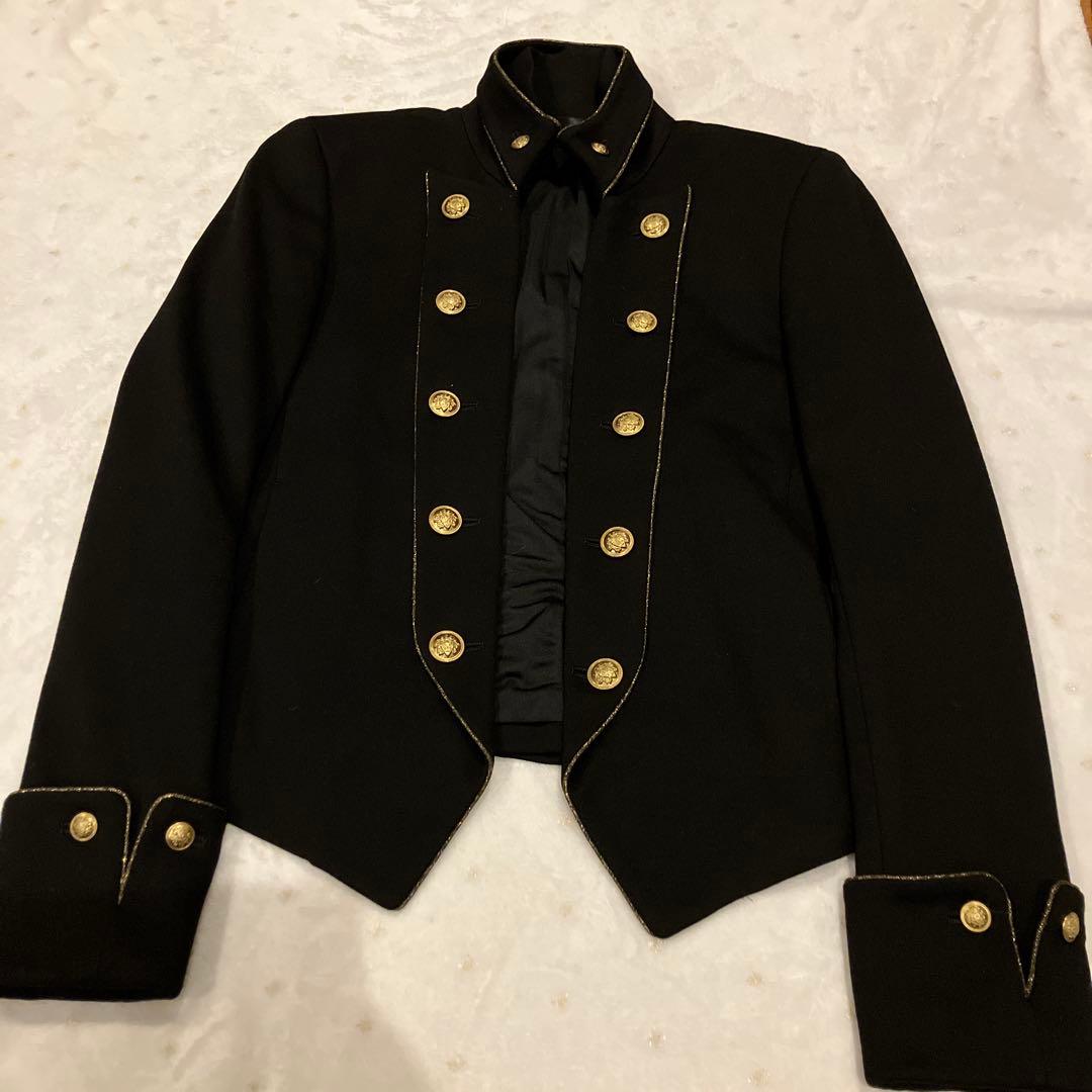 極美品　ナポレオンジャケット　金ボタン　ショート丈 ブラック モード系 軍服風