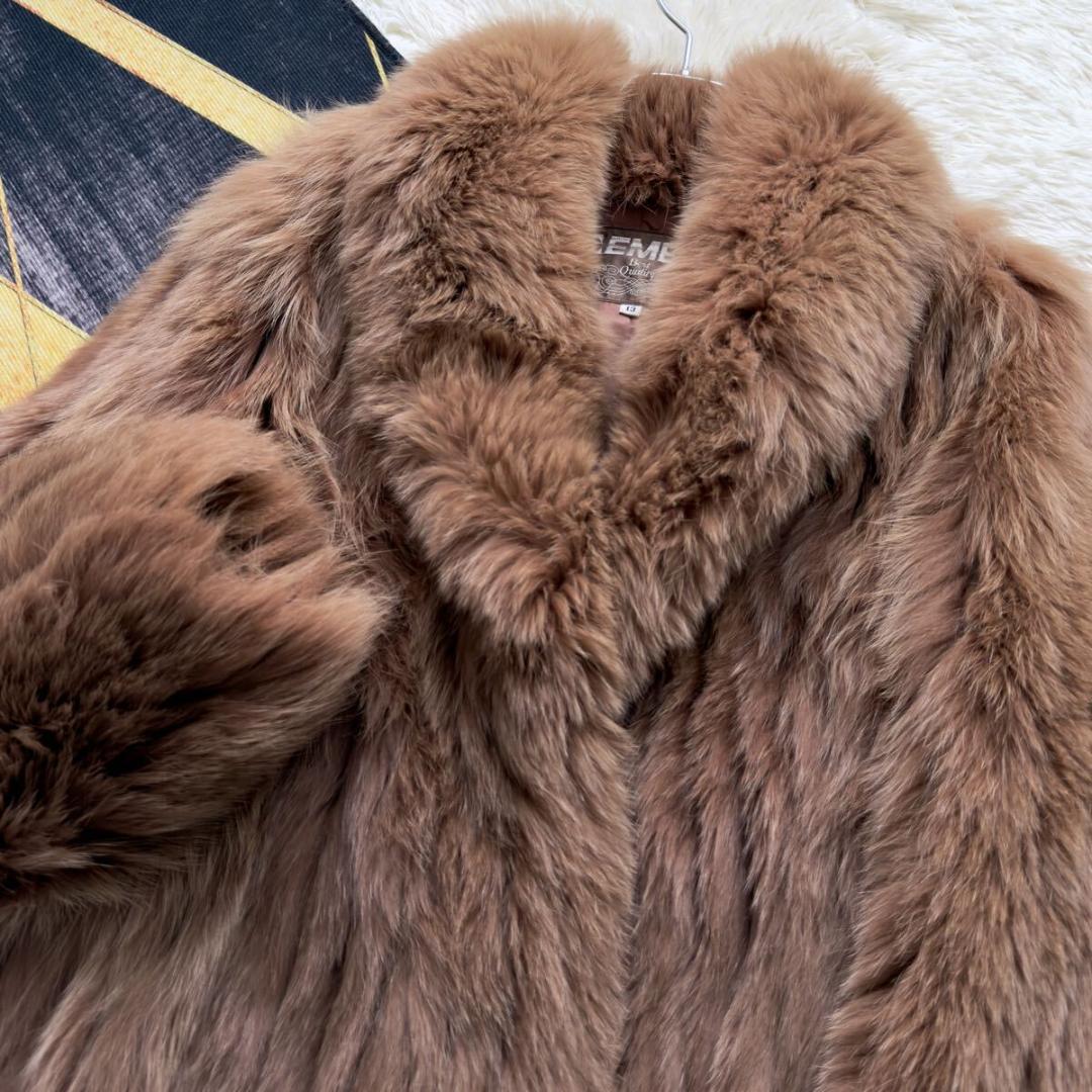 肉厚◎/総丈84 染め/カラー フォックス ファーコート 毛皮 XL 狐 エンバ