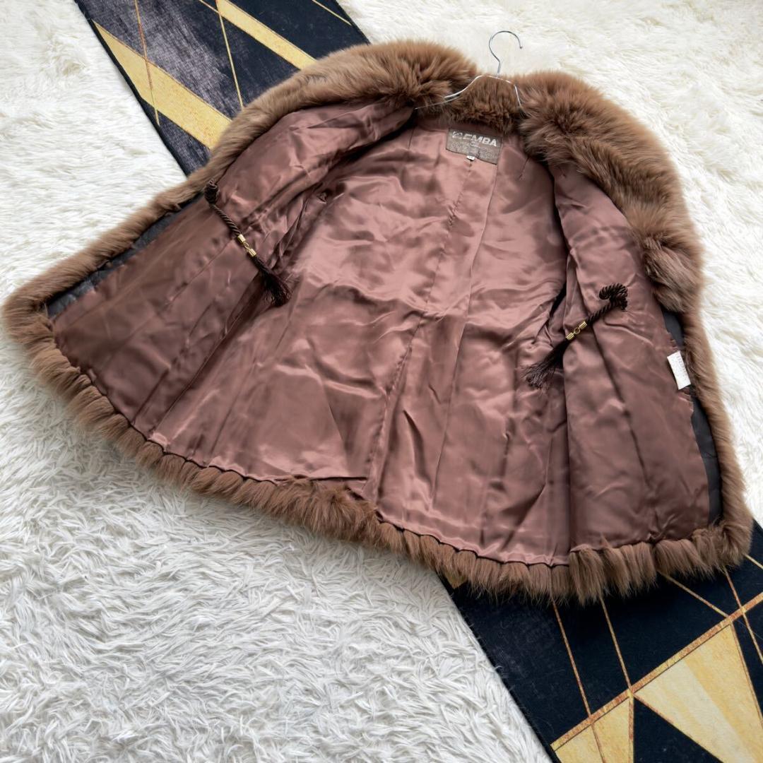 肉厚◎/総丈84 染め/カラー フォックス ファーコート 毛皮 XL 狐 エンバ