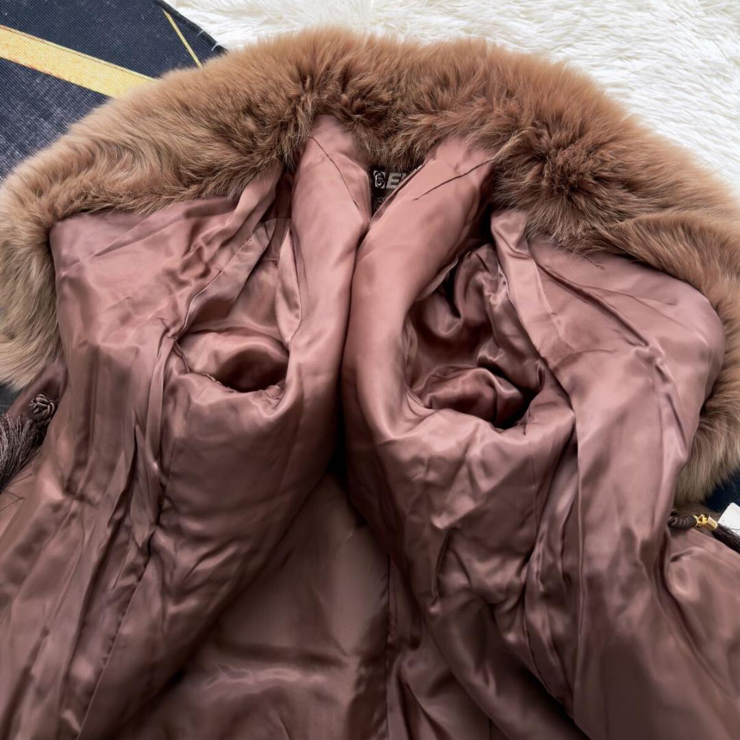 肉厚◎/総丈84 染め/カラー フォックス ファーコート 毛皮 XL 狐 エンバ