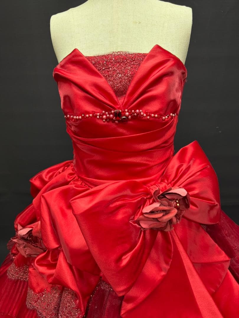 【ラファさま専用】赤 カラードレス リボン 豪華 パーティ 演奏会 7～11号