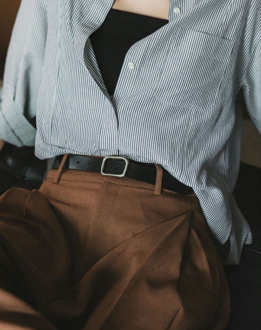 【新品・未開封】crewre（クルーレ）ボタンスタッズレザーベルト　黒　サイズ１