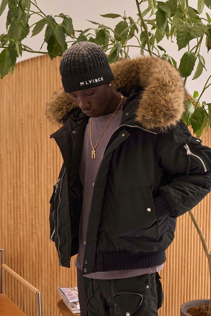 帽子 MLVINCE CLASSIC LOGO RIBBED BEANIE BLACK