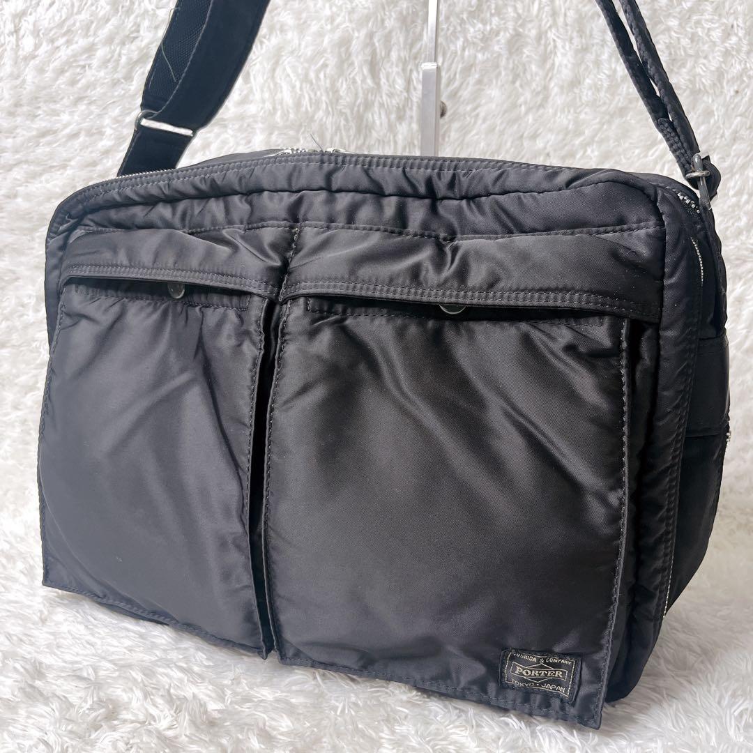 美品 ポーター タンカー XL 二層式 ショルダーバッグ ブラック 大容量 黒