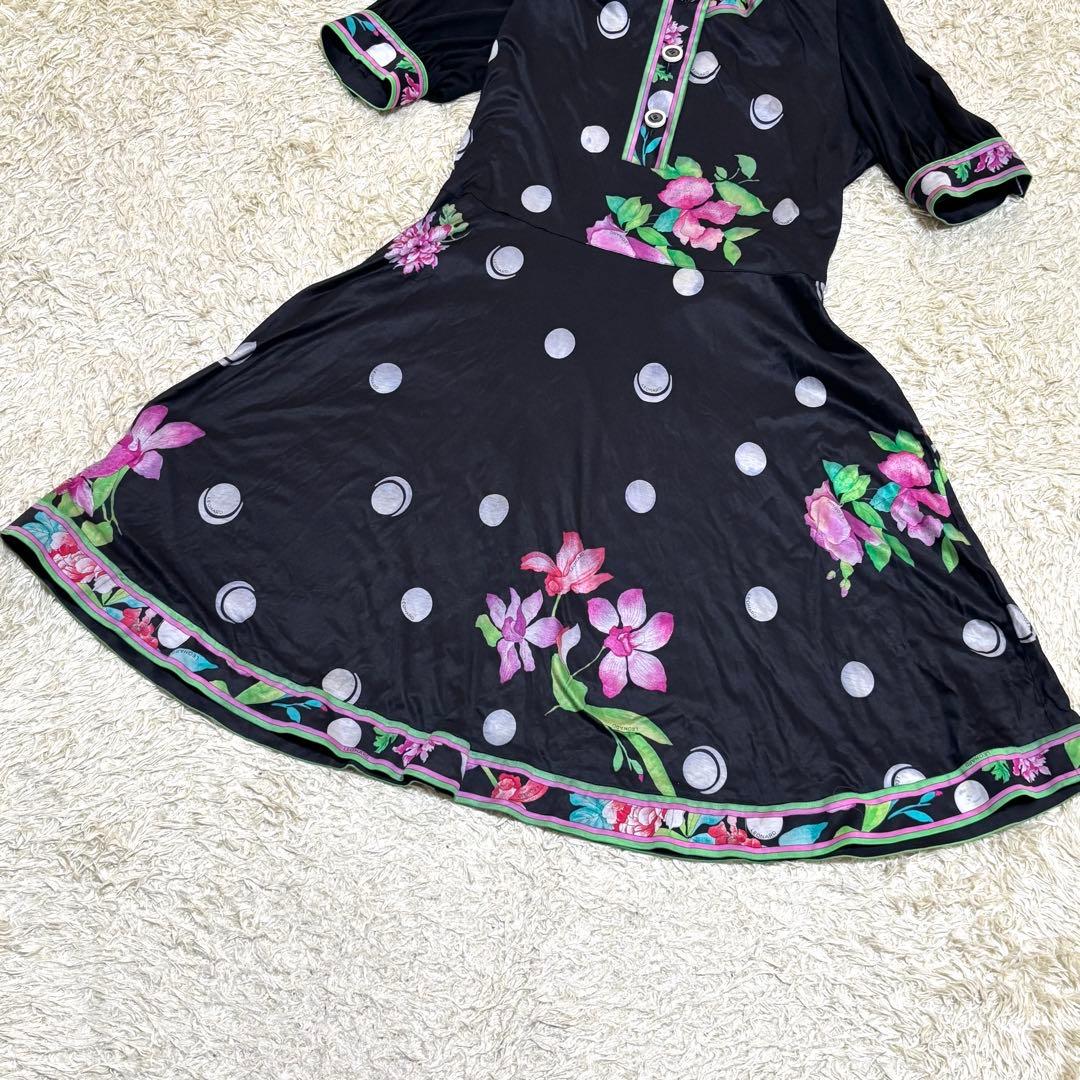 大きいサイズ　希少　LEONARD レオナール カンカン　水玉　フリルワンピース