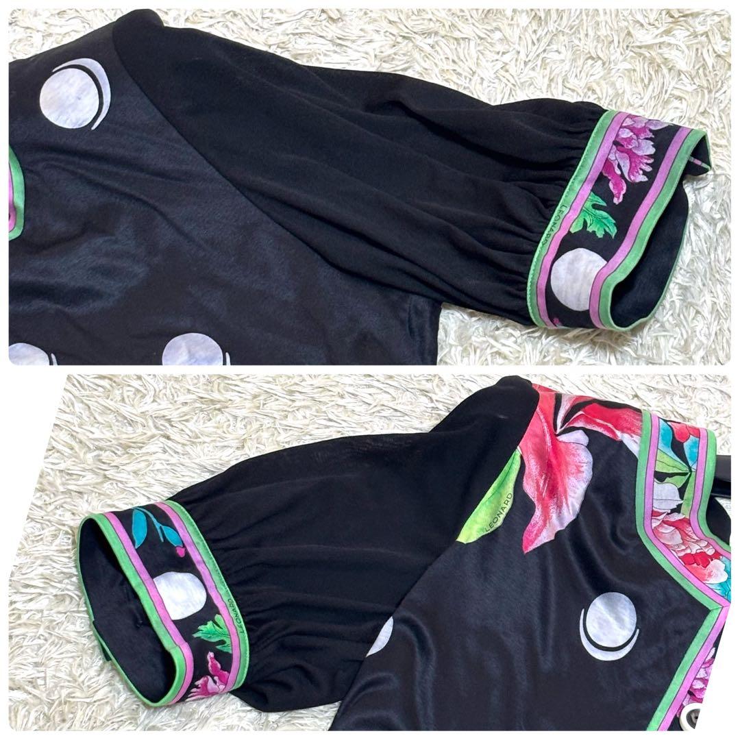 大きいサイズ　希少　LEONARD レオナール カンカン　水玉　フリルワンピース