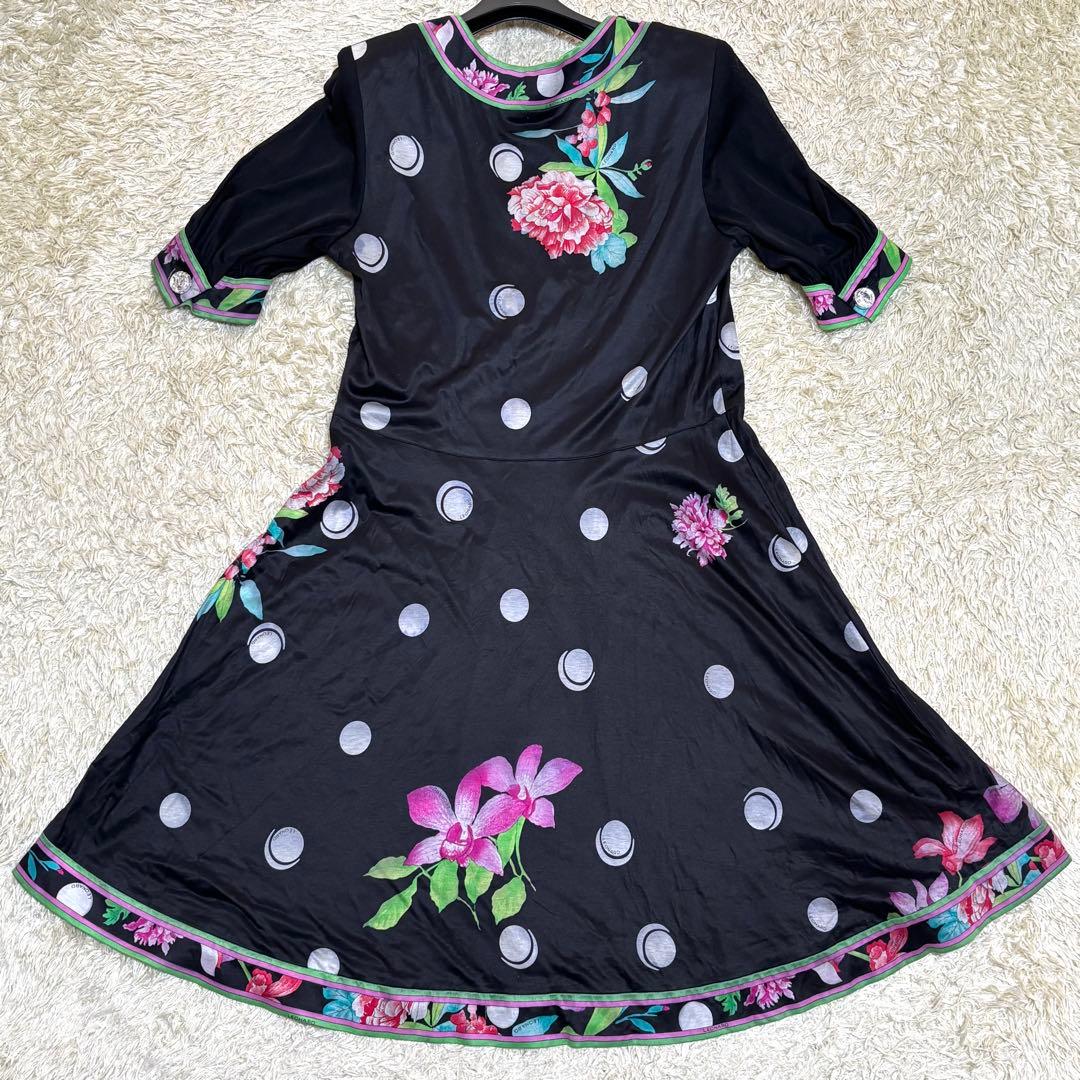 大きいサイズ　希少　LEONARD レオナール カンカン　水玉　フリルワンピース