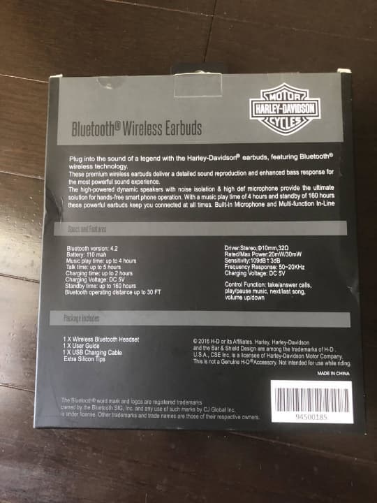 ☆ハーレーダビッドソン純正Bluetoothワイヤレスイヤホンマイク付き☆