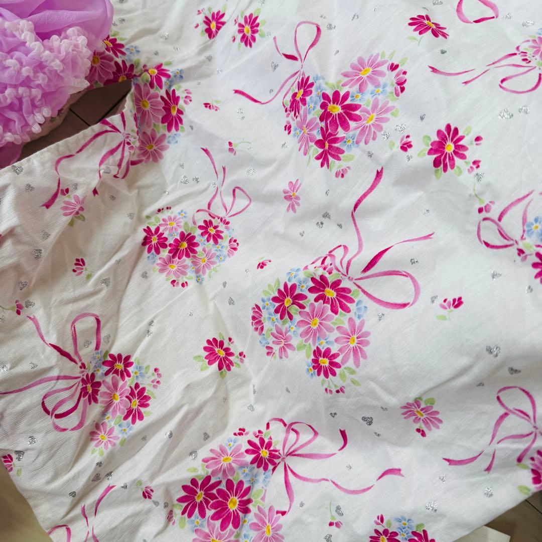 大人　浴衣ドレス　セパレート　花柄 ピンク 浴衣・帯セット