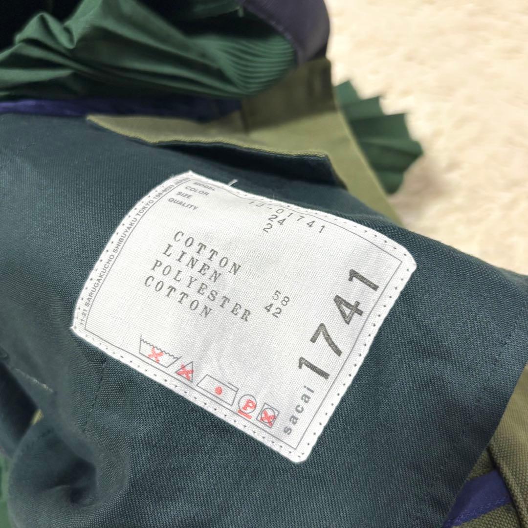 sacai サカイ プリーツ切替 キュロット風パンツ ドッキング プリーツ